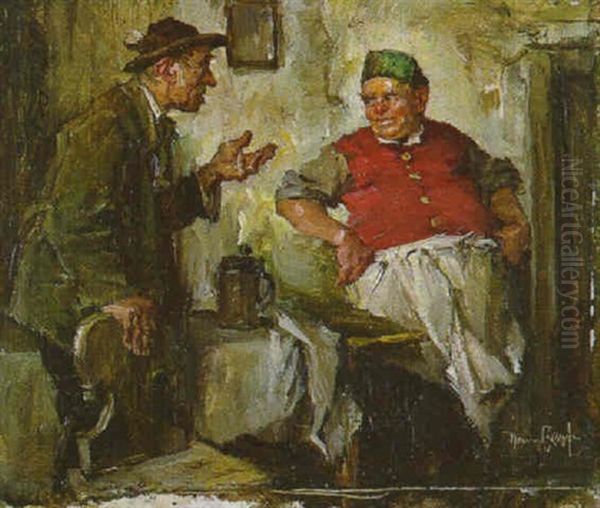 Gastwirt Und Zecher Im Gesprach Oil Painting by Hans Best