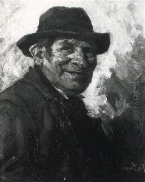 Lachender Mann Mit Filzhut Oil Painting by Hans Best