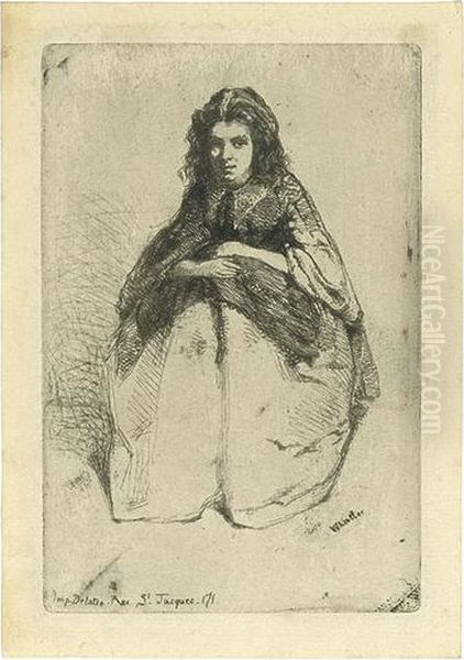 Etching On Cream Laid Japan Paper, 1859. 163x110 Mm; 6 3/8x4 1/4 Inches, Small Margins. Fourth State (of 4). A Very Good, Early Impression With Warm Plate Tone And The Marks From The Vice Printing In The Lower Right. Kennedy 13. Oil Painting by James Abbott McNeill Whistler