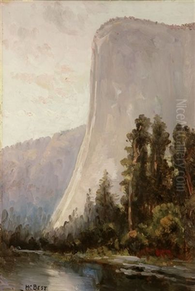 El Capitan - In Yosemite National Park Oil Painting by Harry Cassie Best