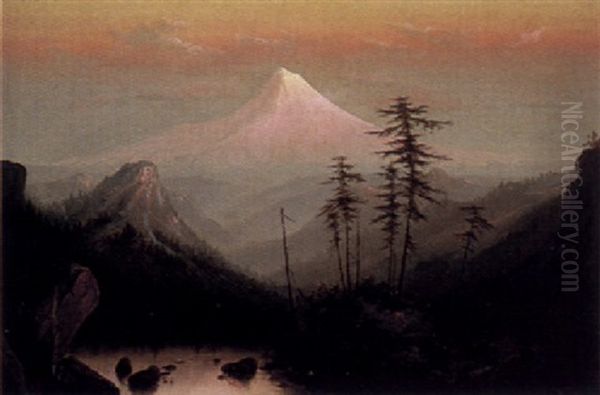 Mount Hood From Columbia Slough (26 Miles From Portland) Oil Painting by Harry Cassie Best