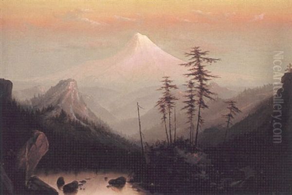 Mount Hood From Columbia Slough (26 Miles From Portland) Oil Painting by Harry Cassie Best