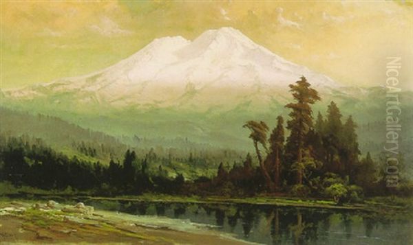 Mount Shasta At Sunset Oil Painting by Harry Cassie Best