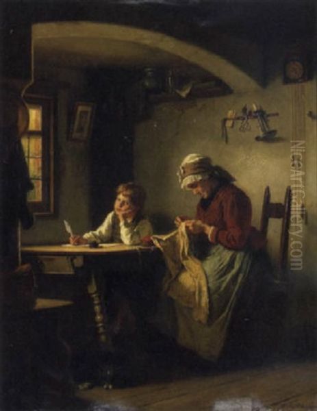 The Letter Oil Painting by Hermann Bethke