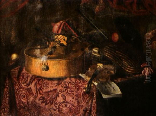 Nature Morte Aux Instruments De Musique Oil Painting by Bartolomeo Bettera