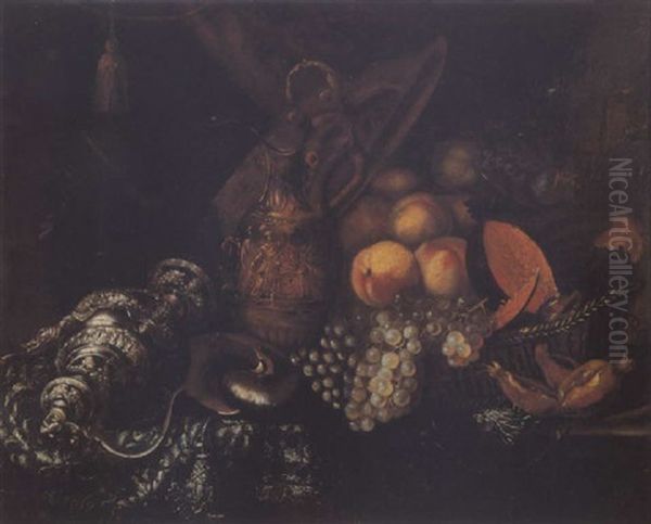 Bodegon De Frutas Con Jarras Y Nautilus by Bartolomeo Bettera