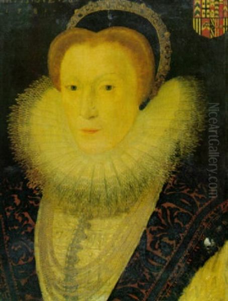 Portrait Of Margaret, Wife Of Thomas Tirrell Of Heron Oil Painting by John Bettes the Younger