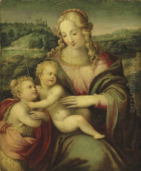 Madonna And Child With The Infant Saint John The Baptist Oil Painting by Niccolo Betti