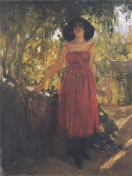 Ritratto Di Donna In Giardino by Mario Giuseppe Bettinelli