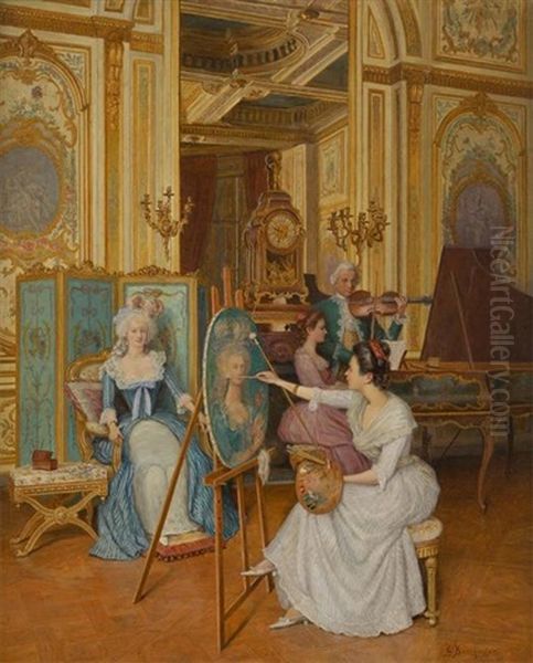 Lecons De Peinture Et De Musique Oil Painting by Gustave Bettinger