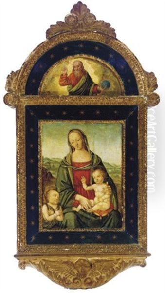 The Madonna And Child With Saint John The Baptist Oil Painting by Bernardino di (il Pinturicchio) Betto (Betti)