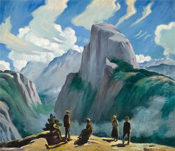 Half Dome, Yosemite, As Seen From Glacier Point Oil Painting by Harold Harrington Betts