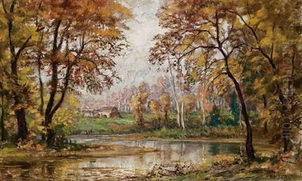 Fall Landscape Oil Painting by Harold Harrington Betts