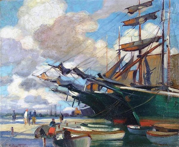 Miami Harbor Oil Painting by Harold Harrington Betts