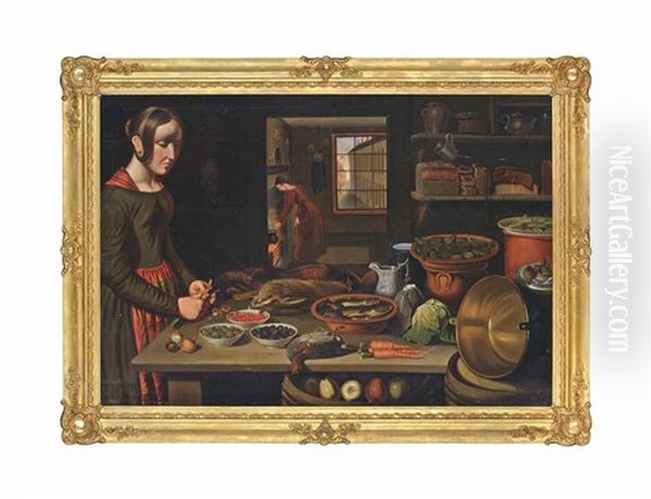 In The Pantry Oil Painting by Joachim Beuckelaer