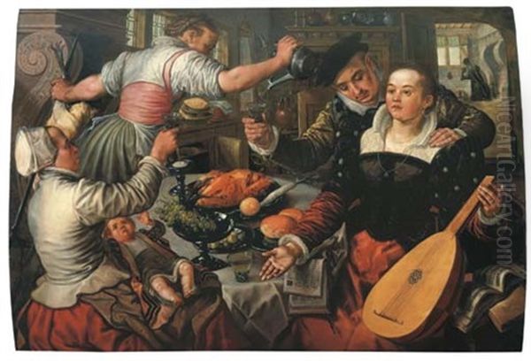 A Kitchen Scene Oil Painting by Joachim Beuckelaer