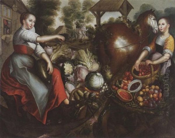 Zwei Marktfrauen Mit Gemuse Und Fruchten Oil Painting by Joachim Beuckelaer