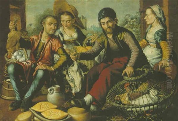 The Poultry Venders Oil Painting by Joachim Beuckelaer