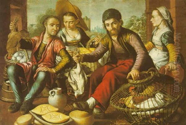 The Poultry Vendors Oil Painting by Joachim Beuckelaer