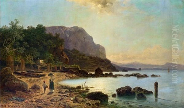 Fischer Am Strand Oil Painting by Wilhelm Beuerlin