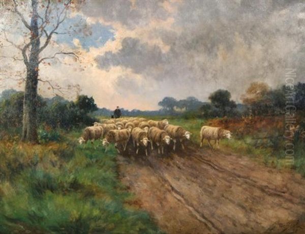 Shepherd With Sheep Oil Painting by Frans De Beul