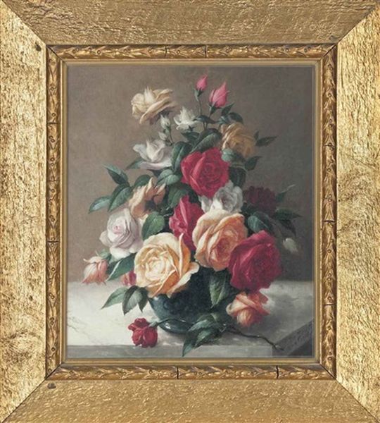 Still Life With Roses Oil Painting by Frans De Beul