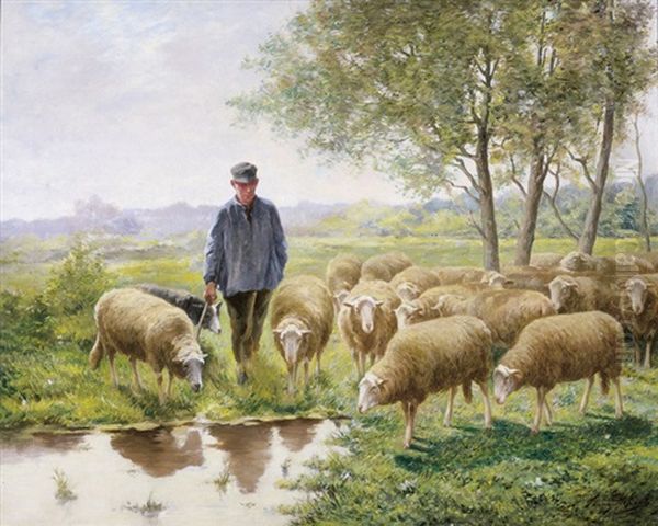 Schaapherder Met Kudde Oil Painting by Frans De Beul