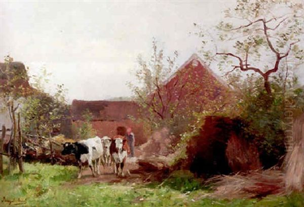 Cows Going To Pasture Oil Painting by Frans De Beul