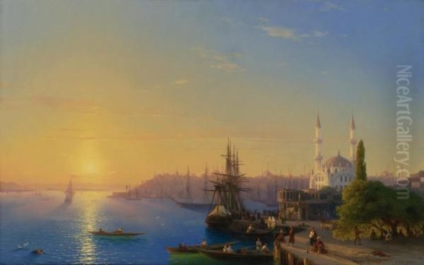 View Of Constantinople And The Bosphorus Oil Painting by Ivan Konstantinovich Aivazovsky