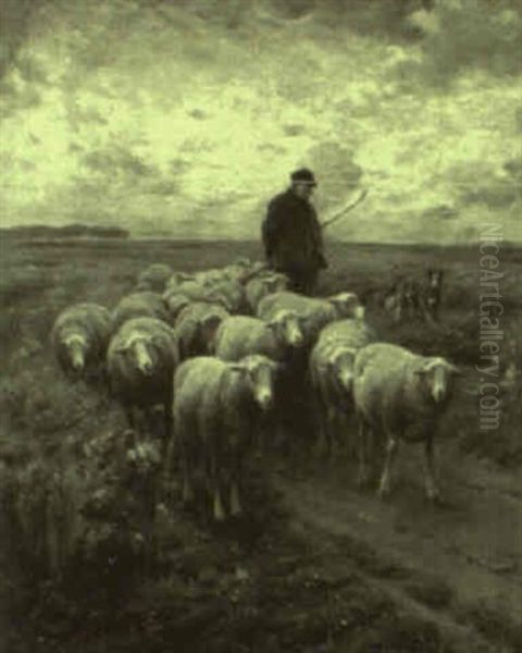 Shepherd In A Landscape Oil Painting by Frans De Beul