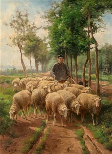 Shepherd And His Sheep Oil Painting by Franz De Beul