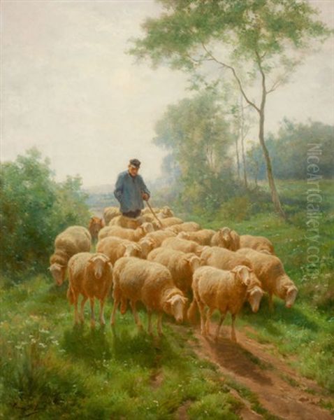 Shepherd With Flock Oil Painting by Franz De Beul