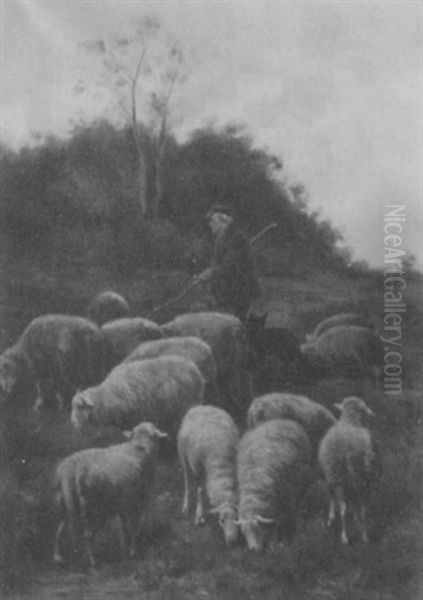 Shepherd Tending His Sheep Oil Painting by Franz De Beul