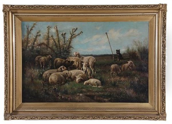 Guarding The Flock Oil Painting by Henri De Beul