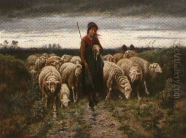 Schaapherderin Oil Painting by Henri De Beul