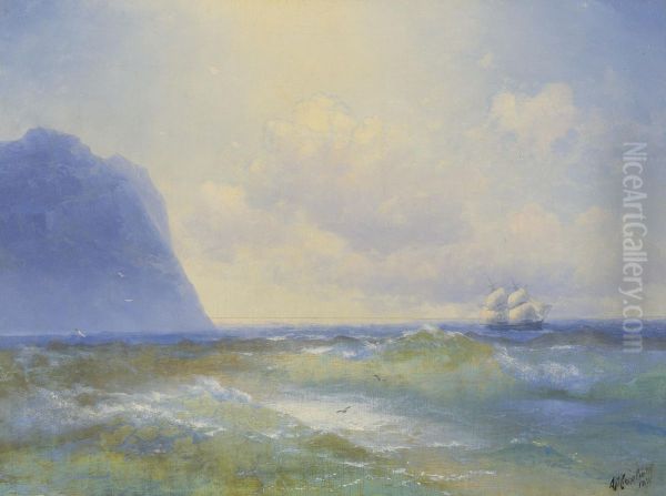 Ship At Sea Oil Painting by Ivan Konstantinovich Aivazovsky