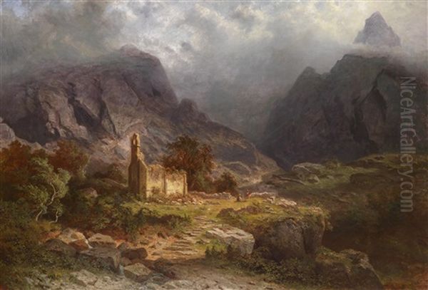 Kirchenruine In Den Thilscher Alpen Oil Painting by Wilhelm Beurlin