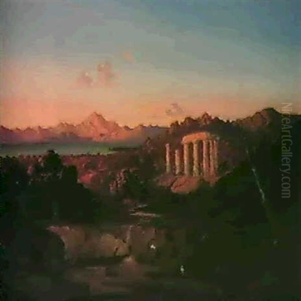 A Mediterranean Landscape With Ruins Oil Painting by Wilhelm Beurlin