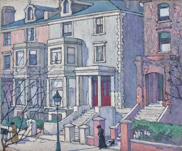 Houses In Sunlight Oil Painting by Robert Polhill Bevan