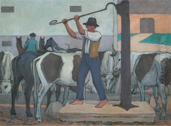 Watering Cattle, Poland Oil Painting by Robert Polhill Bevan