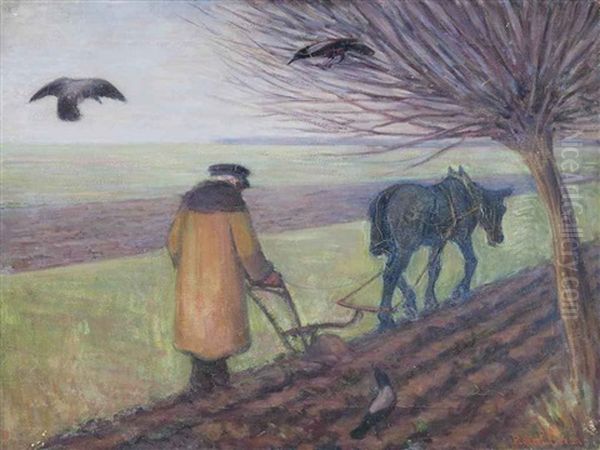 Ploughing, Poland Oil Painting by Robert Polhill Bevan