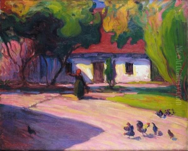 The Courtyard Oil Painting by Robert Polhill Bevan