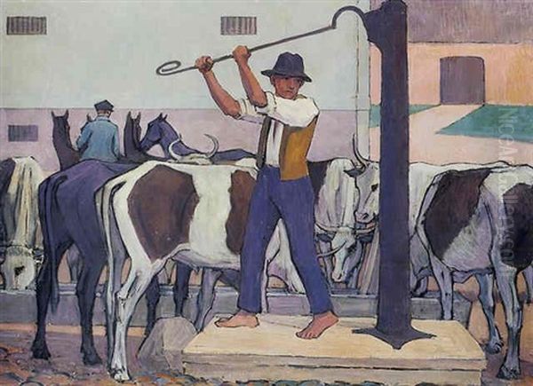 Watering Cattle, Poland Oil Painting by Robert Polhill Bevan