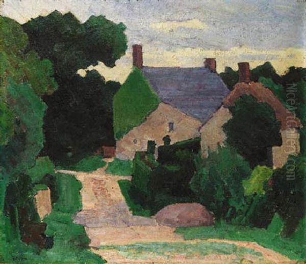 Dunn's Cottage, Near Applehayes, Somerset Oil Painting by Robert Polhill Bevan