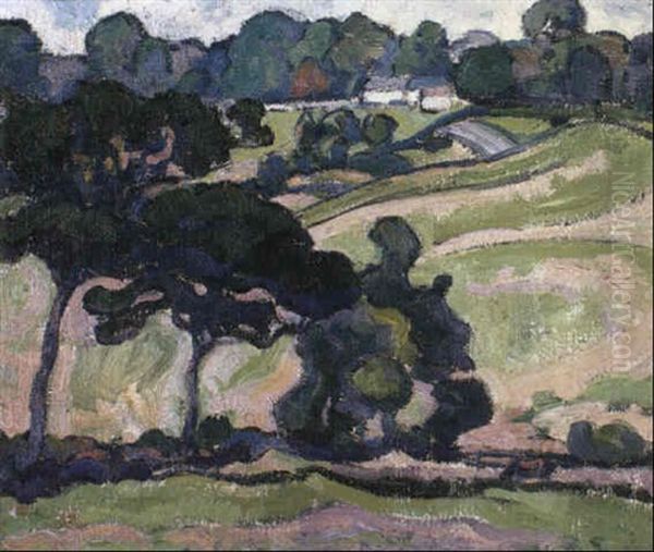 Landscape At Applehayes, Clayhidon, Somerset Oil Painting by Robert Polhill Bevan