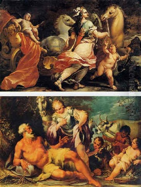 Scene Mitologiche Oil Painting by Antonio Domenico Beverense