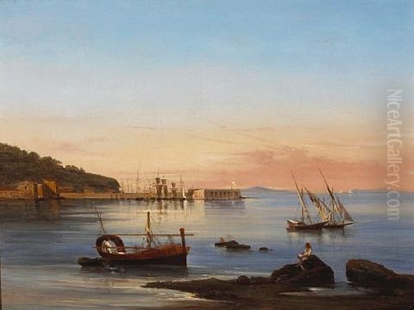 Vista Del Porto Di Castellamare Oil Painting by Giovanni Carlo Bevilacqua