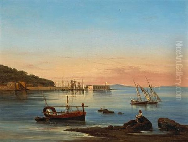 A View Of The Port Of Castellamare Oil Painting by Giovanni Carlo Bevilacqua