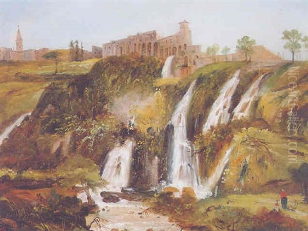 The Falls At Tivoli Oil Painting by Giovanni Carlo Bevilacqua