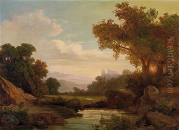 Rheinsche Landschaft Oil Painting by Clemens Bewer